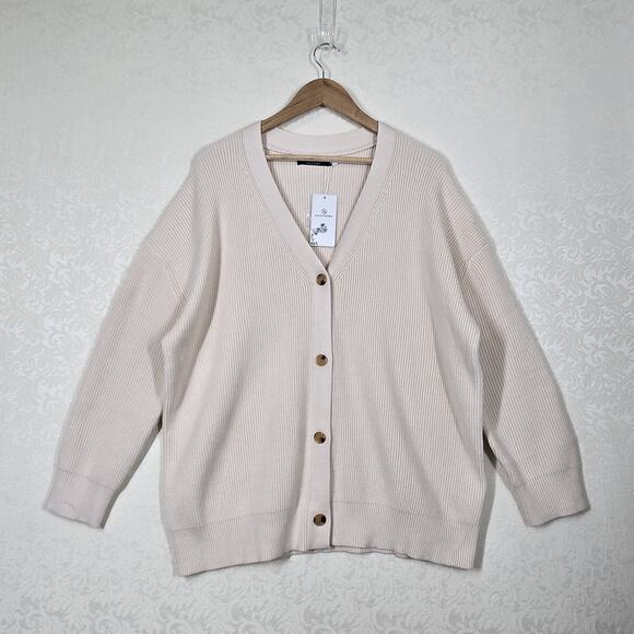 Lillusory Cardigan Sweater sz M Beige Sand Chunky Knit Long Sleeve Preppy - Picture 12 of 12